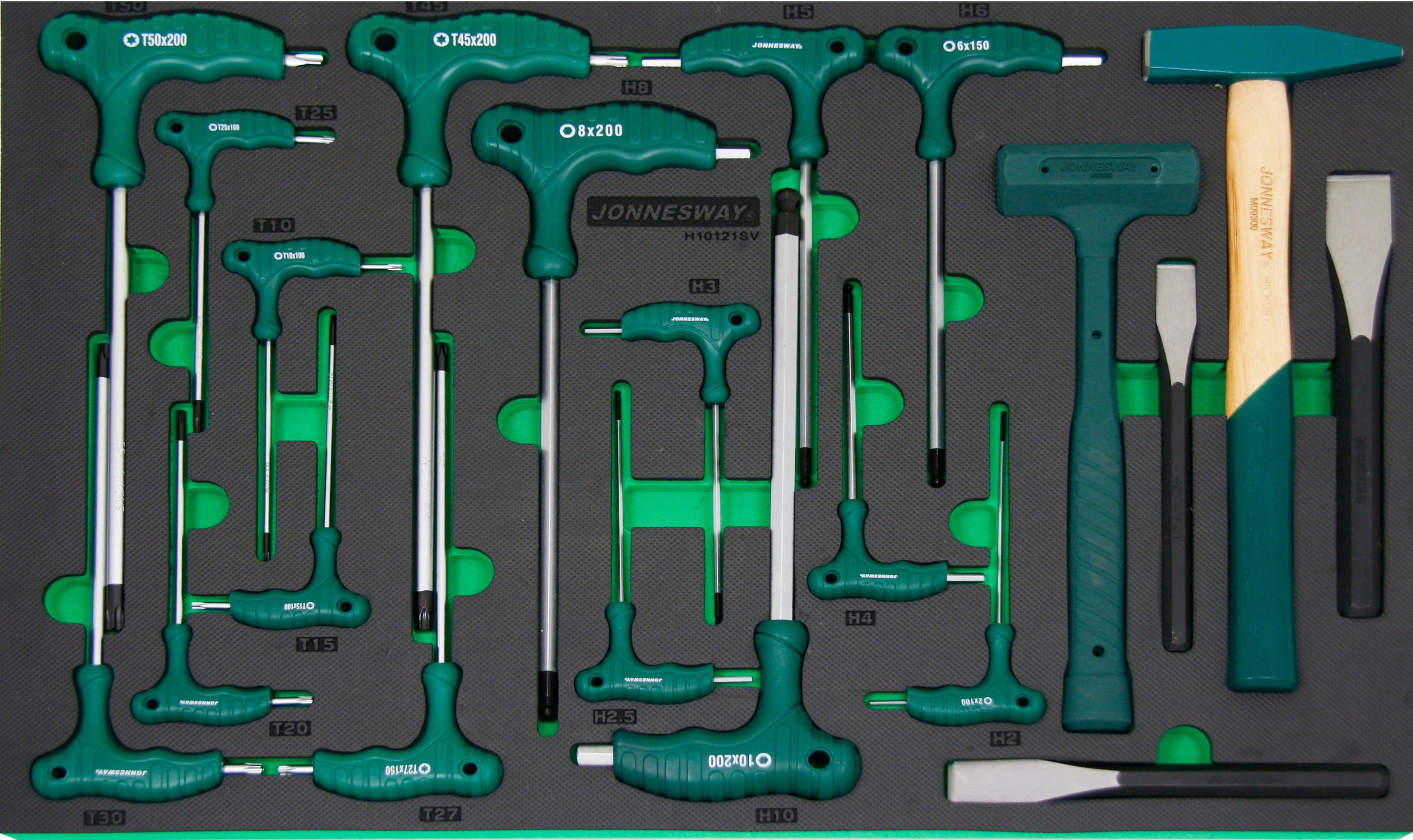 Tabuleiro/Gaveta Chaves Macho hexagonais+martelos