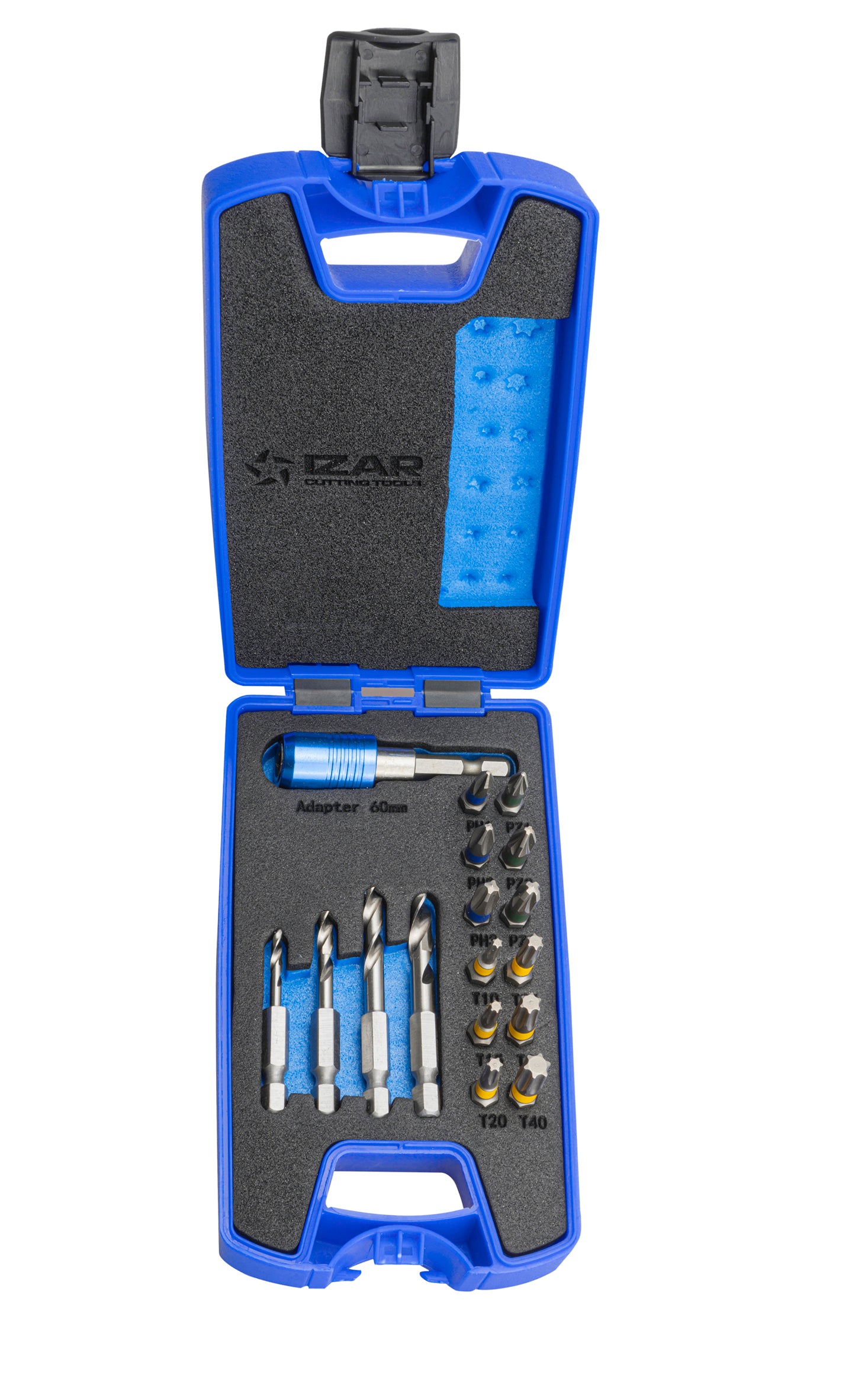 JG ADAPT.+BROCAS CABO HEX. P/MADEIRA+BITS 17pcs
