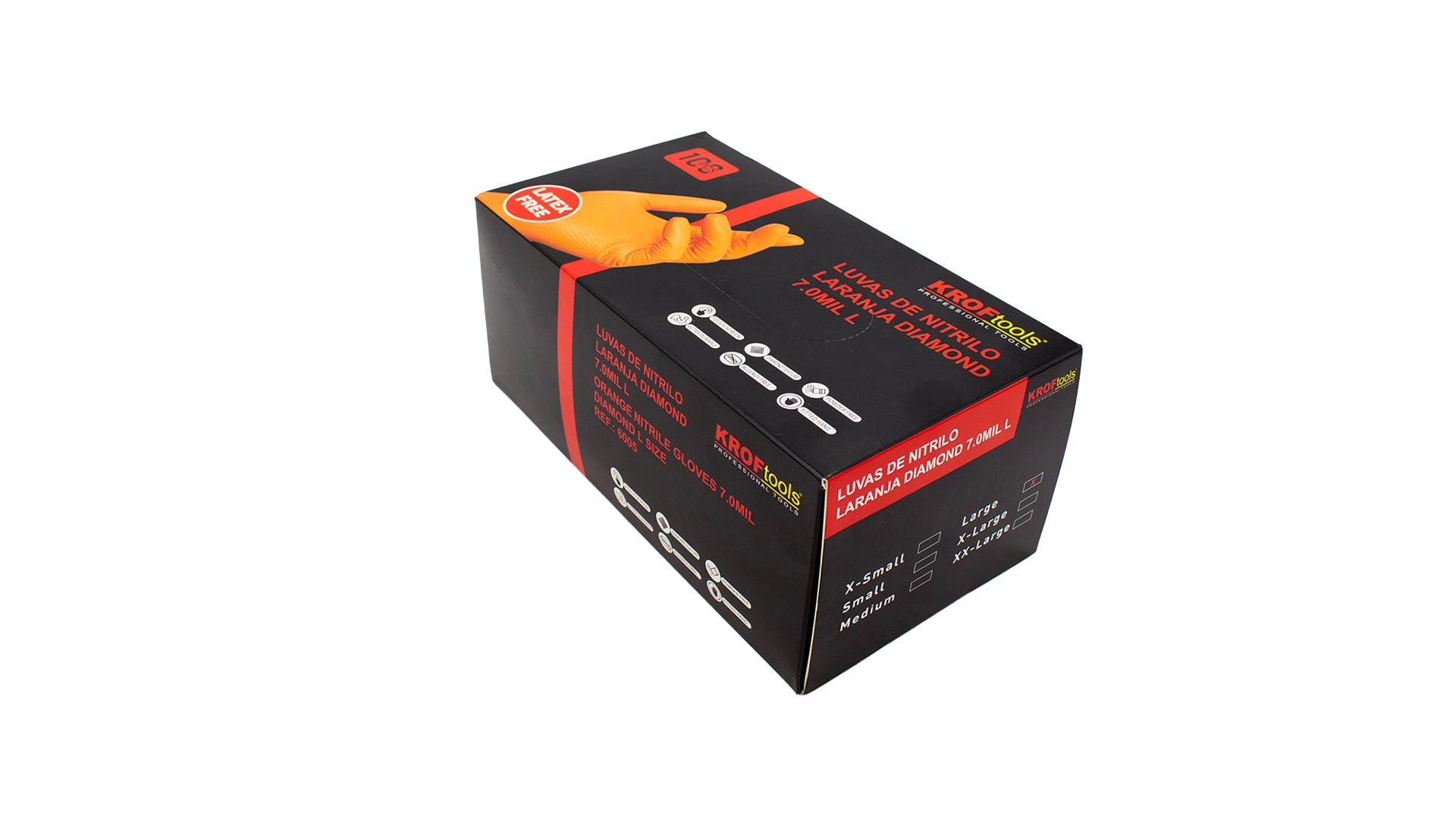 LUVAS DE NITRILO LARANJA DIAMOND 7.0MIL 100 PCS