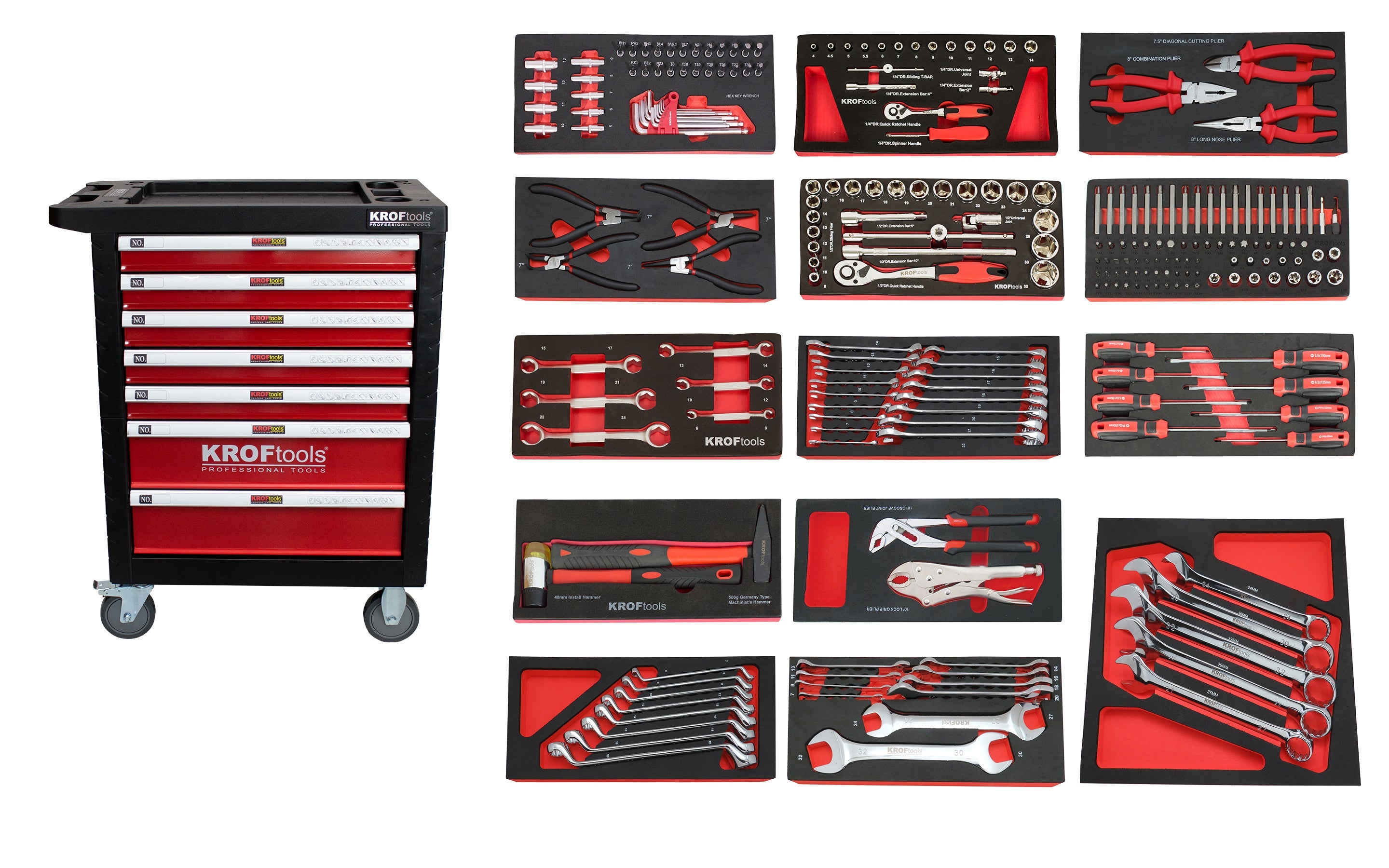 CARRO FERRAMENTA 7 GAVETAS 237PCS. VERMELHO (8500VER)