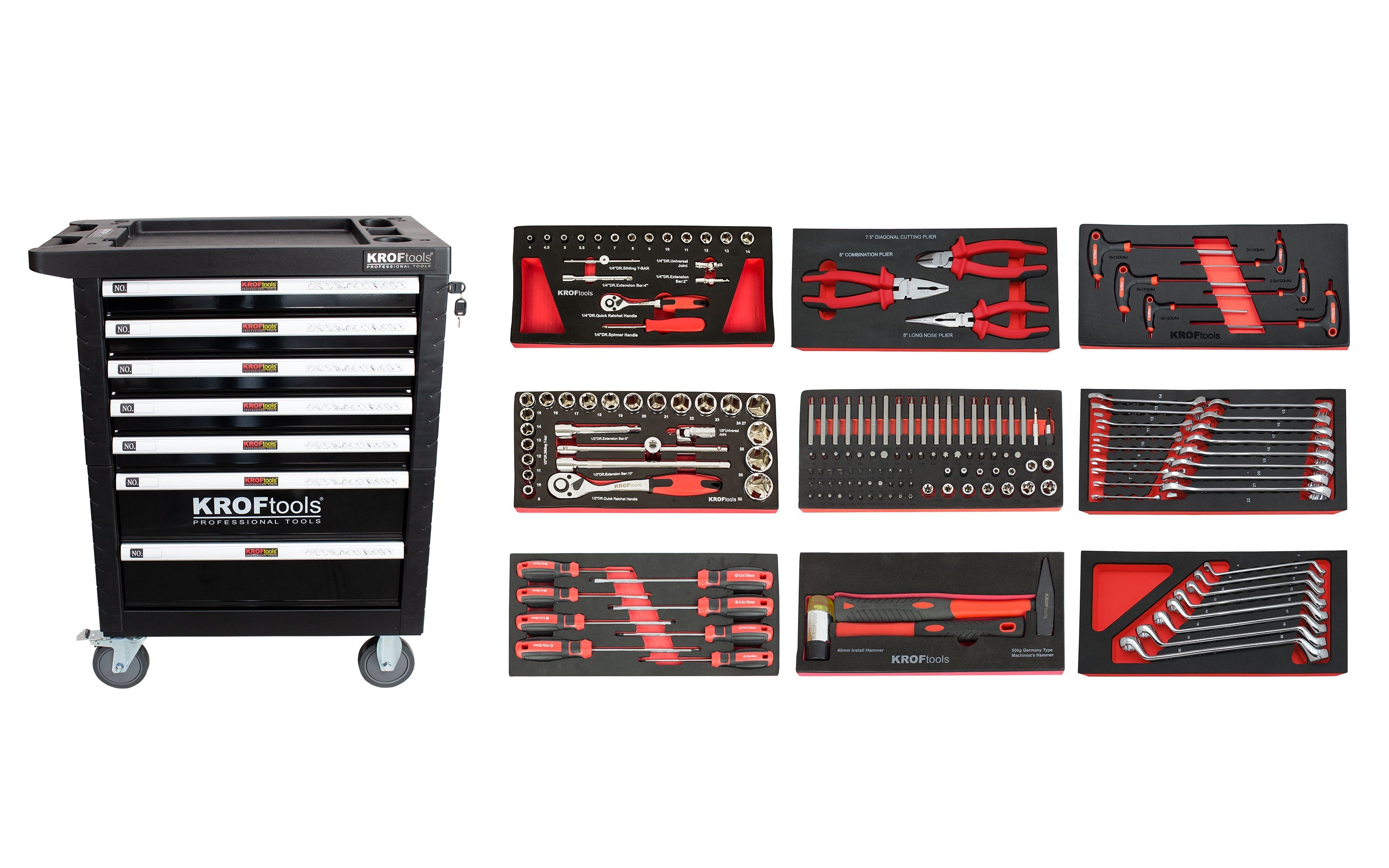 CARRO FERRAMENTA 7 GAVETAS 174PCS. PRETO (8501PRE)