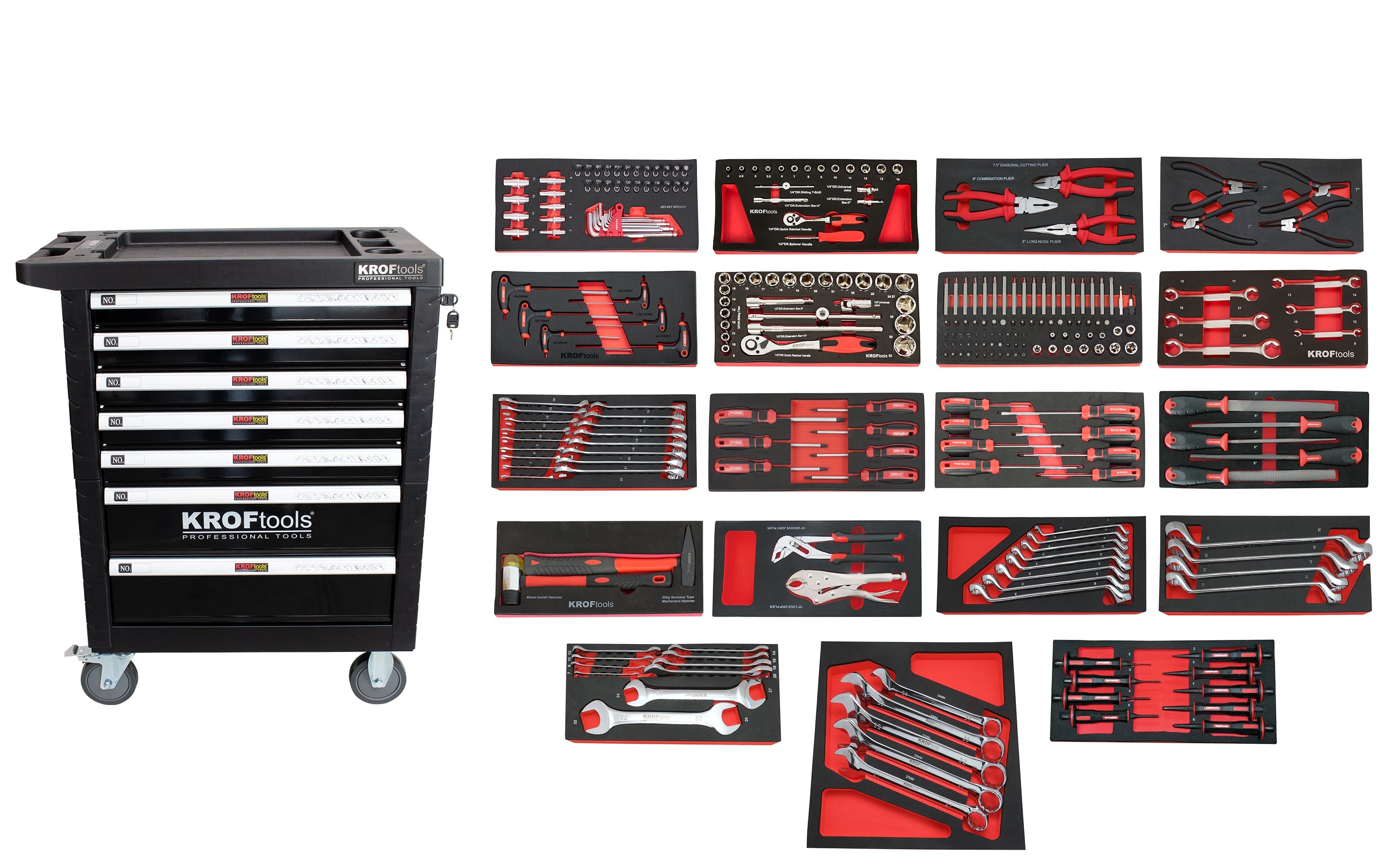 CARRO FERRAMENTA 7 GAVETAS 259PCS. PRETO (8502PRE)