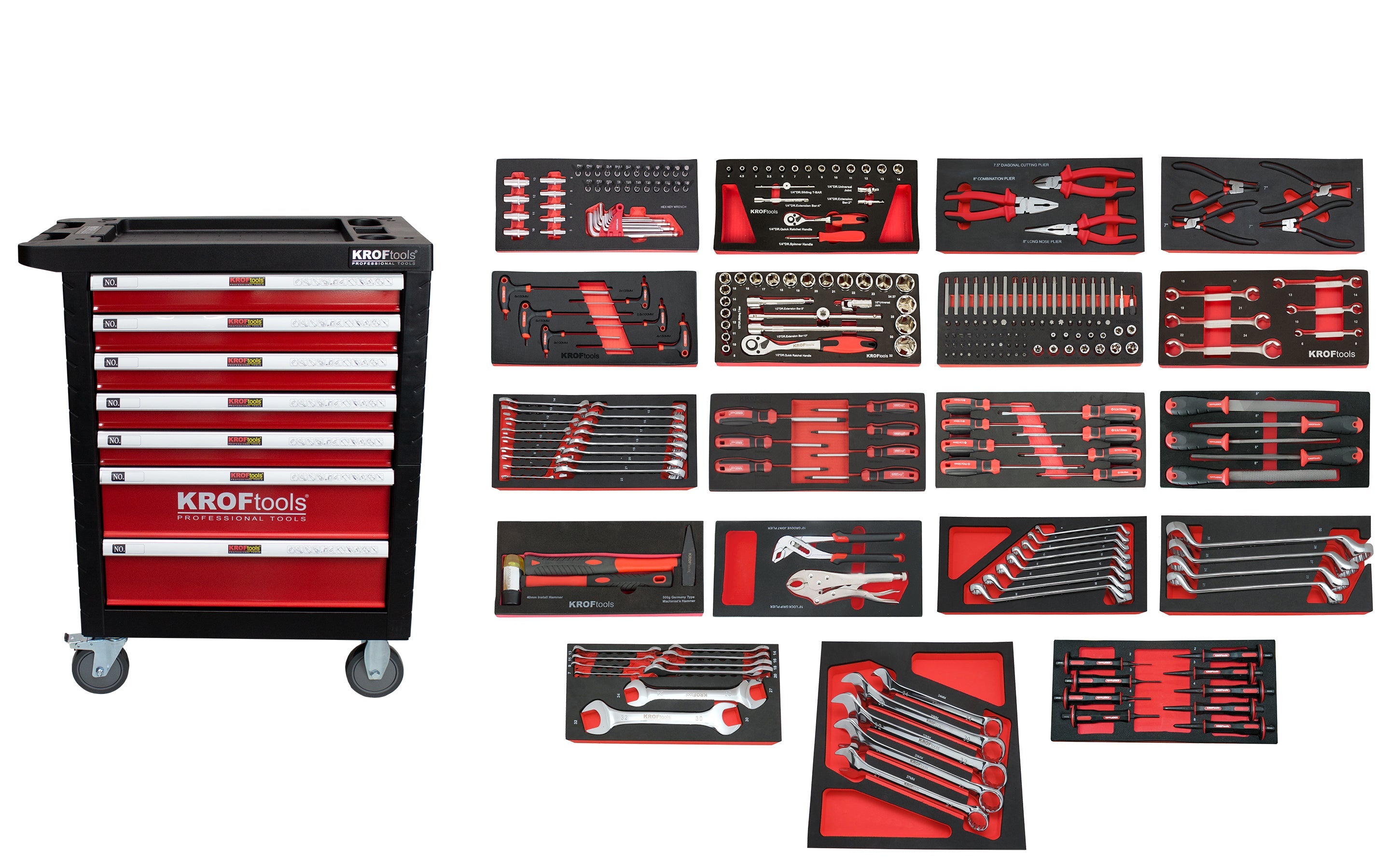 CARRO FERRAMENTA 7 GAVETAS 259PCS. VERMELHO (8502VER)