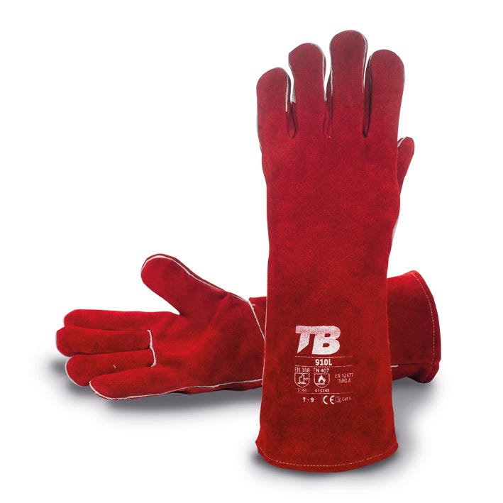 Luva soldador com proteção térmica (calor) e mecânica de 40 cm de comprimento 910L  (5 PARES)