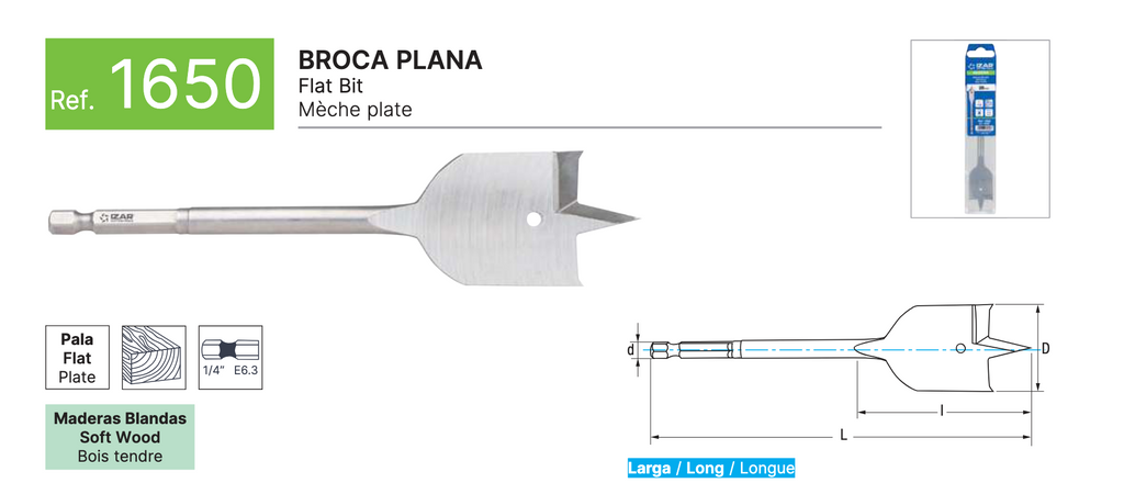 BROCA PLANA P/MADEIRA 19
