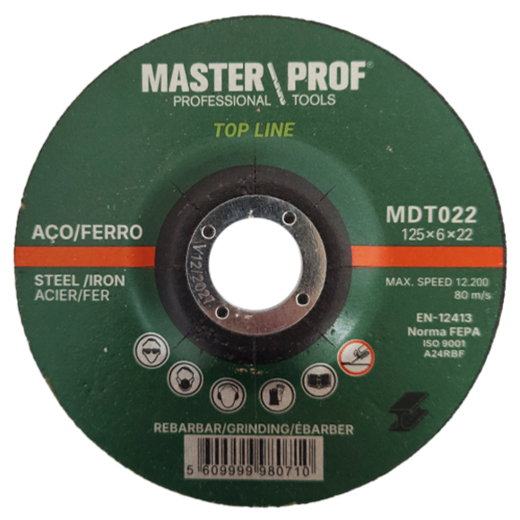 Disco de Rebarbar Master Prof 125×6×22 (25 Unidades)
