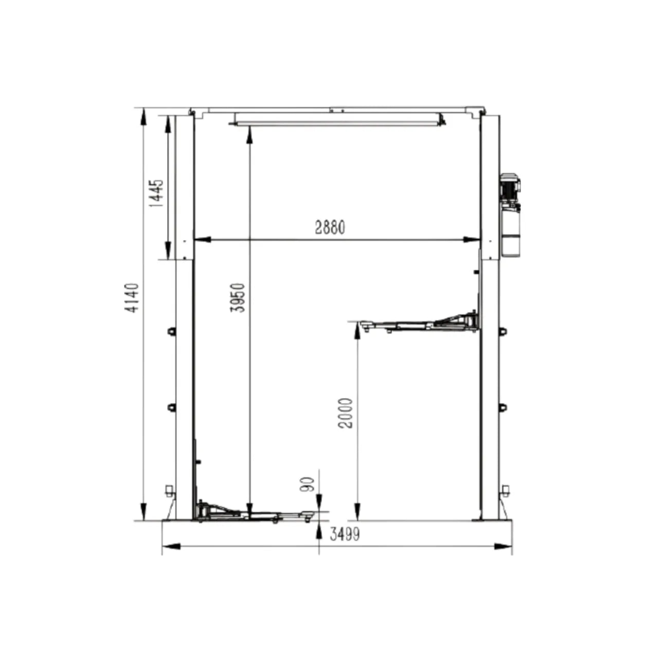 Elevador 2 Colunas sem base Electrohidraúlico – 4.5 TON