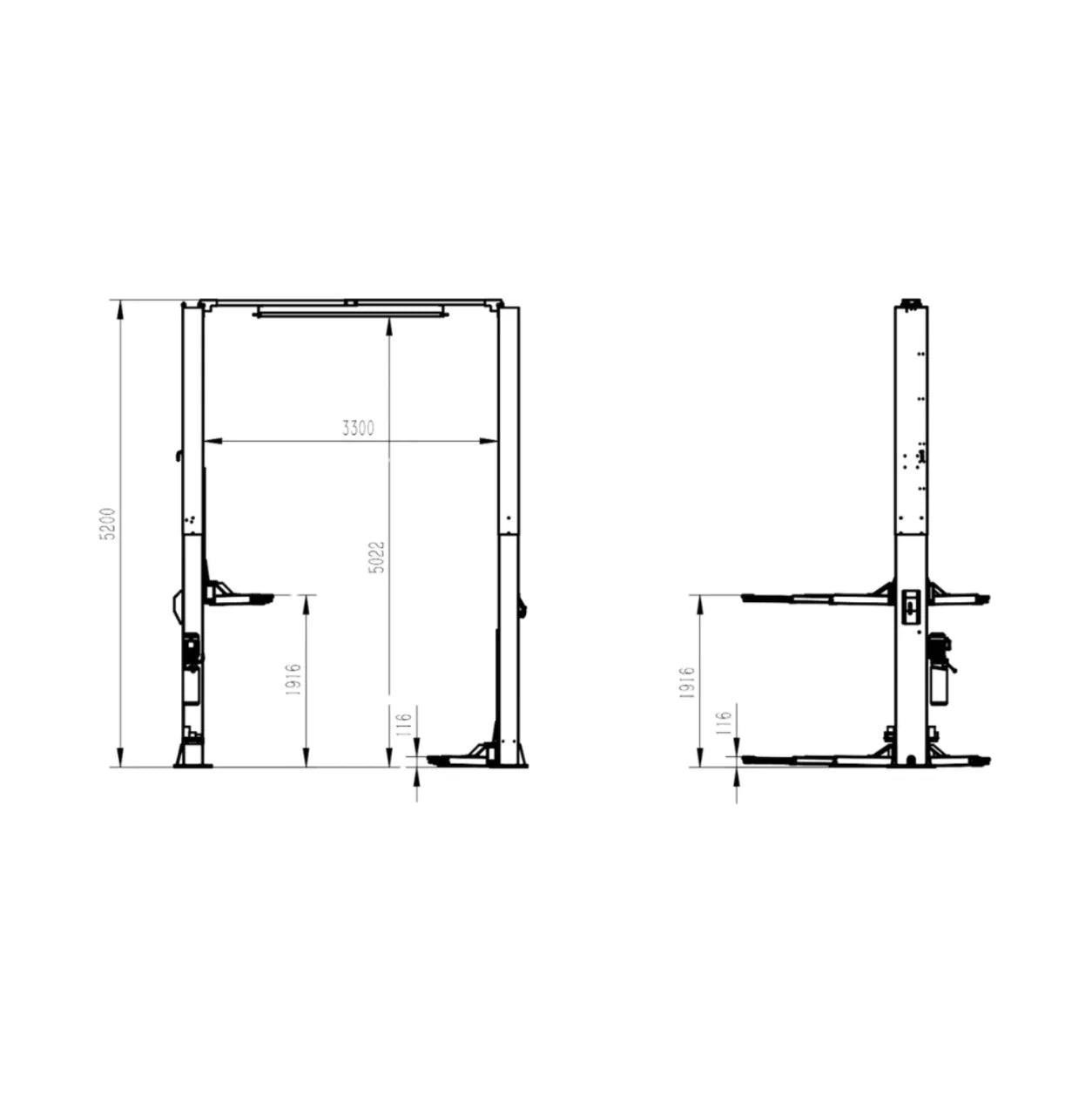 Elevador 2 Colunas Electrohidráulico sem base – 6.3 TON