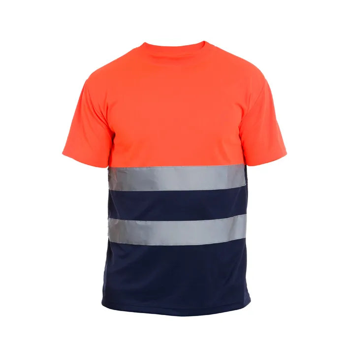 T-shirt de manga curta de alta visibilidade combinada HILL HV ORANGE/NAVY (1 UNIDAD)