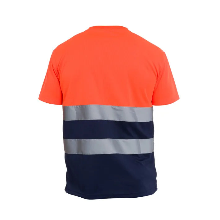 T-shirt de manga curta de alta visibilidade combinada HILL HV ORANGE/NAVY (1 UNIDAD)