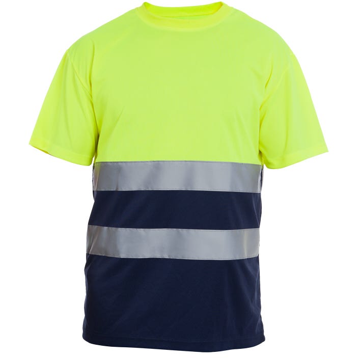 T-shirt de manga curta de alta visibilidade combinada HILL HV YELLOW/NAVY (1 UNIDAD)