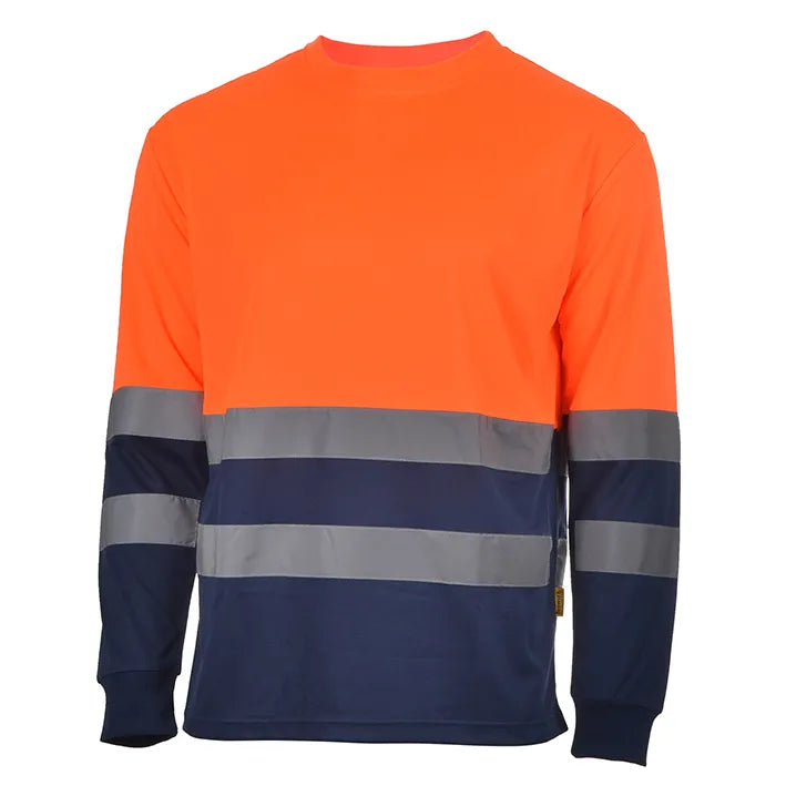 T-shirt combinada de manga comprida hi-vis INDIE HV ORANGE/NAVY (1 UNIDAD)