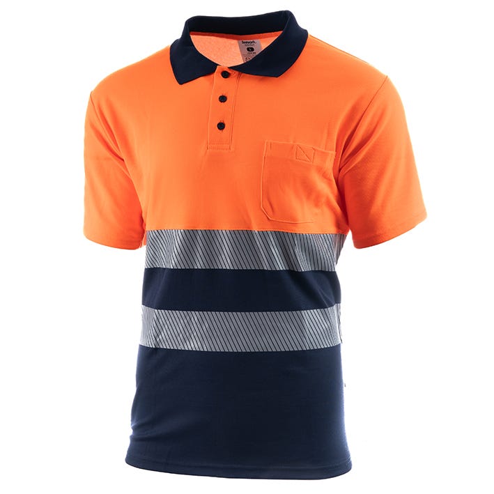 POLO JAZZ HV ORANGE/NAVY (1 UNIDAD)