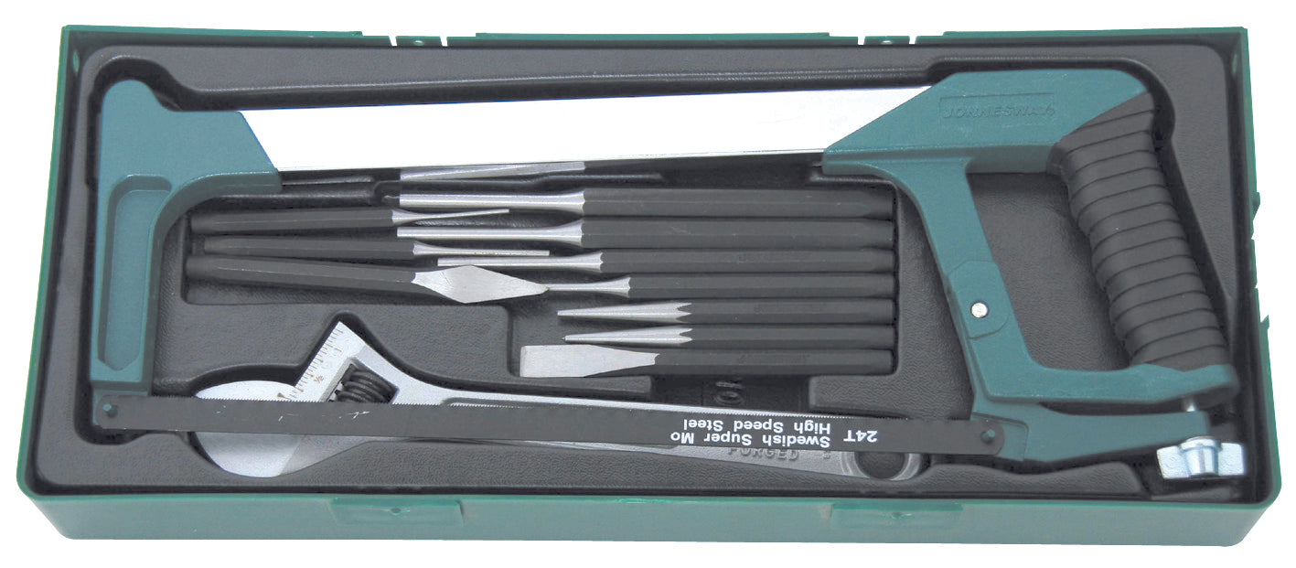 Tab c\6 punções+4 cinzel+chave inglesa+1 serra