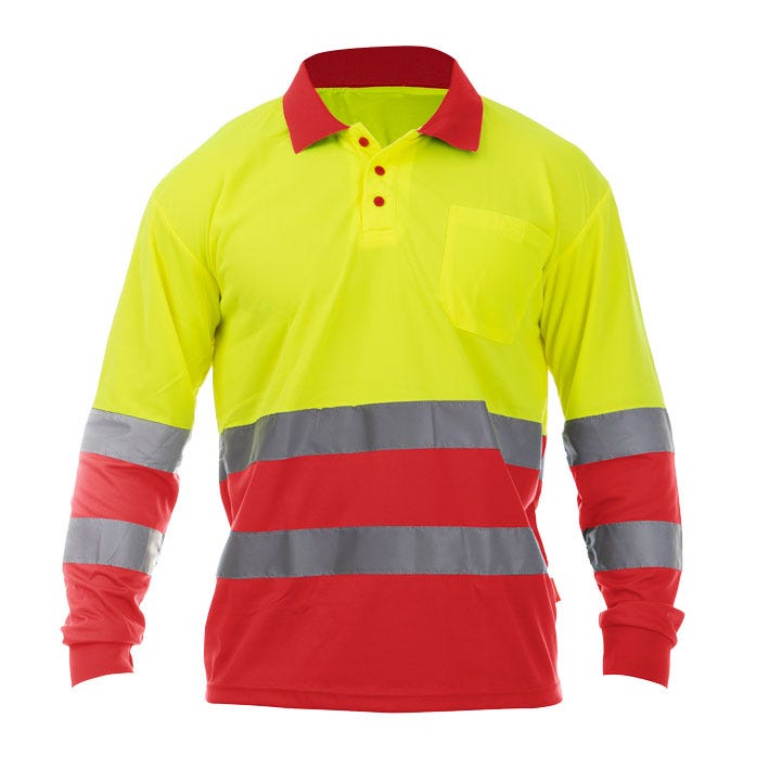 POLO OCEAN HV POLO L/S YELLOW/RED (1 UNIDAD)