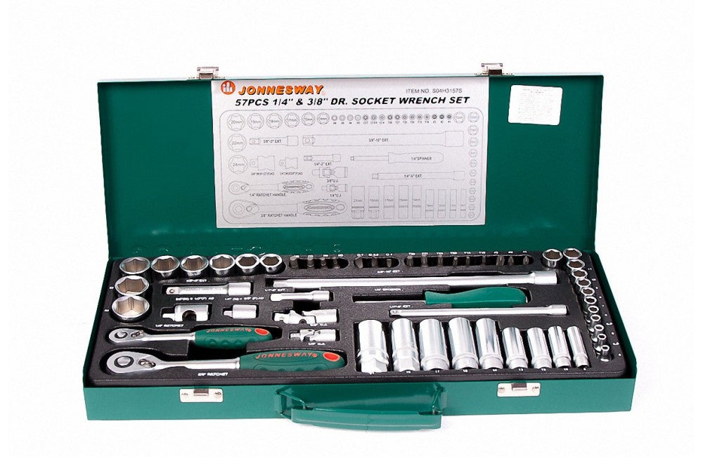 Jogo roquete  1/4"& 3/8" c/56 peças