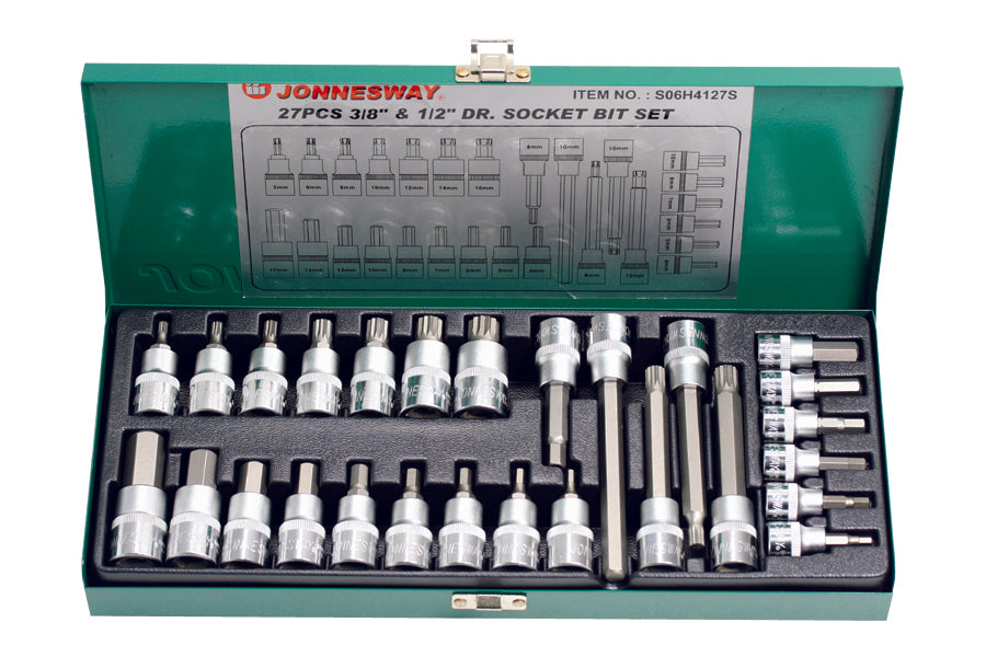 Jogo de 27pcs bits 1/2" e 1/4"