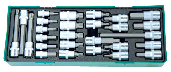 Tabuleiro c/ bits p/roquete 1/2" & 3/8" c/27 peças