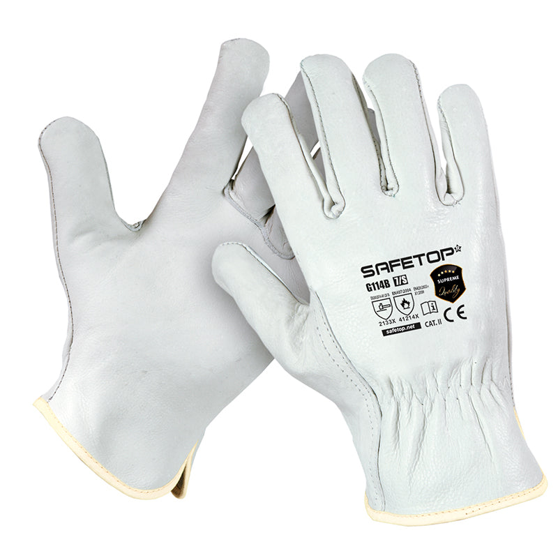 BRION SUPREM, luva de couro integral branco 100ºC S. 7-11 (12 pares)