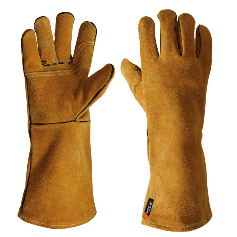 Luva COLUMBUS, luva longa de couro rachado para soldador, tamanho único (12 pares)
