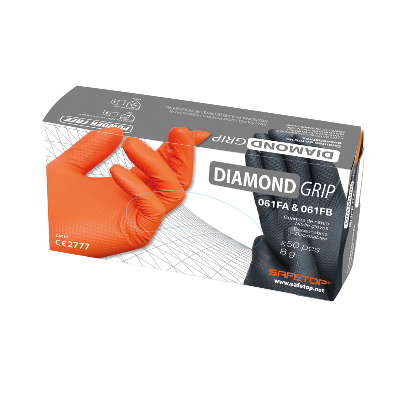 DIAMOND GRIP, luva de diamante dupla face 8g, preta, (50 unidades)