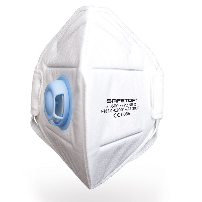 FFP2 NR D, máscara dobrável vertical com válvula sem metal (12 Unidades)