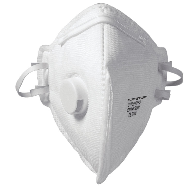 FFP3 NR D, máscara dobrável com espuma interna e válvula (12 Unidades)