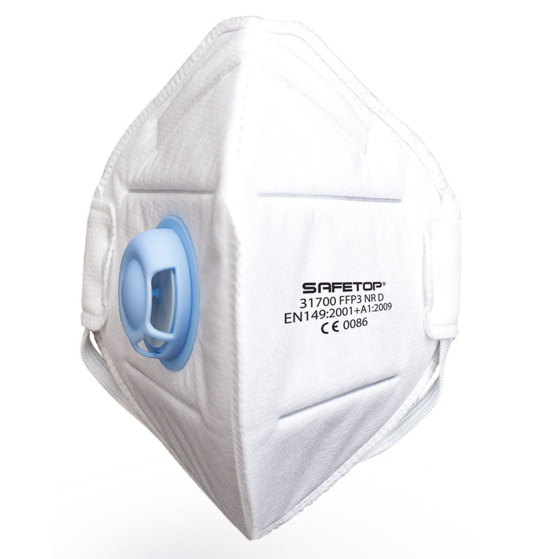 FFP3 NR D, máscara dobrável vertical com válvula sem metal (12 Unidades)