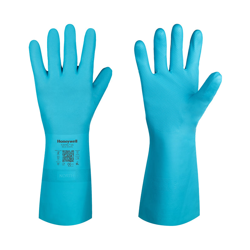 FLEXTRIL FLOCKED, luvas de nitrilo para alimentos e produtos químicos (12 pares)