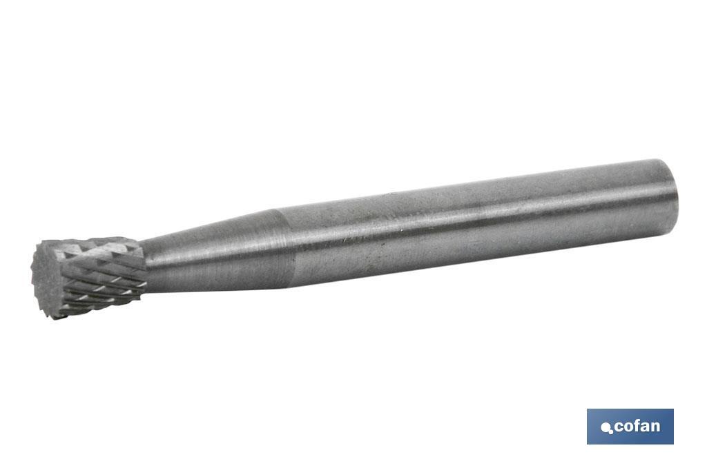 Fresas rotativas metal duro “Corte cruzado” Cônica invertida sem dentado frontal