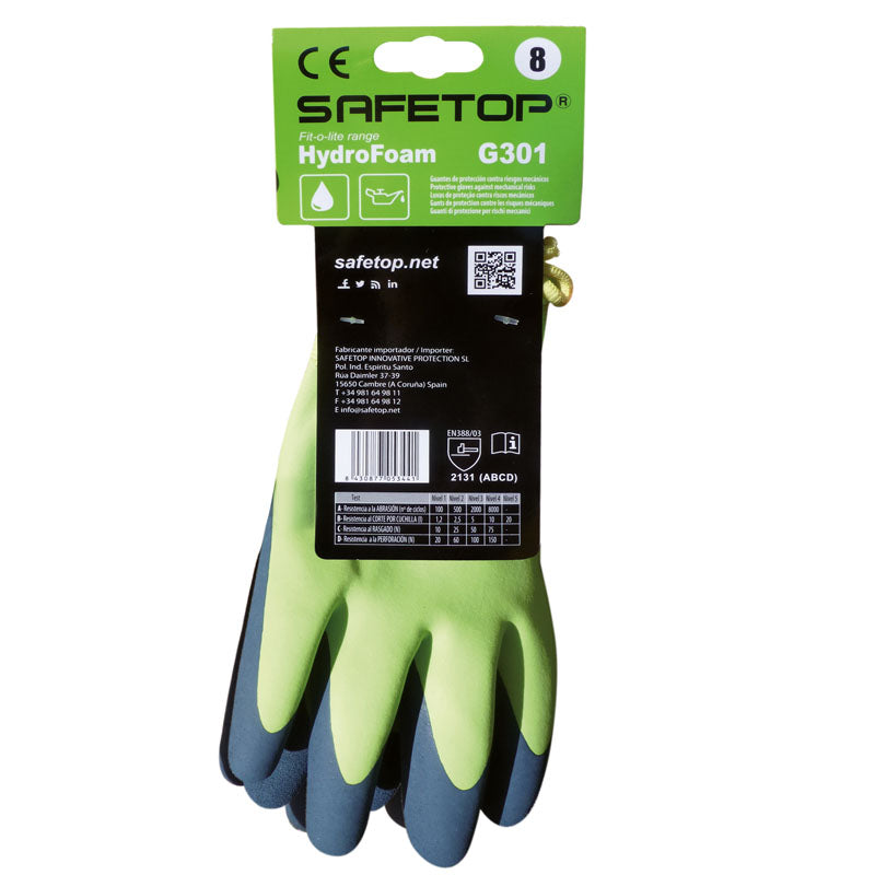 HYDROFOAM, Luva de Látex Impermeável, Palma Texturizada (12 pares)