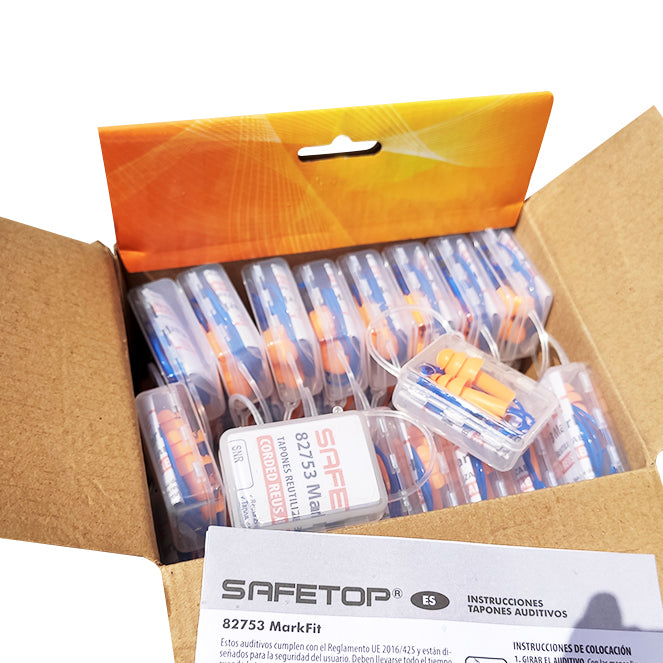 MARK-FIT, protetor auricular removível e reutilizável, caixa com 50 pares SNR 32