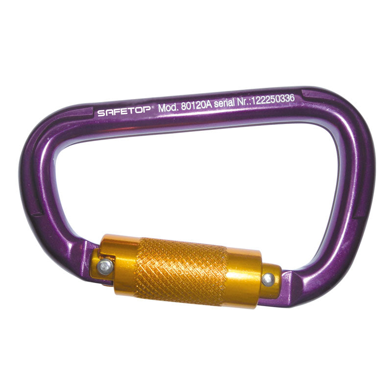 Mosquetão de 3/4 de volta, alumínio extra leve, abertura de 22 mm