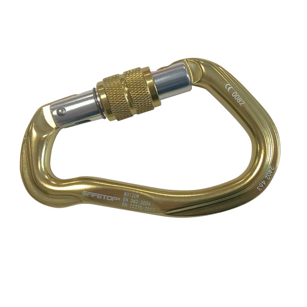 Mosquetão de parafuso em formato de pêra 23kN feito de alumínio