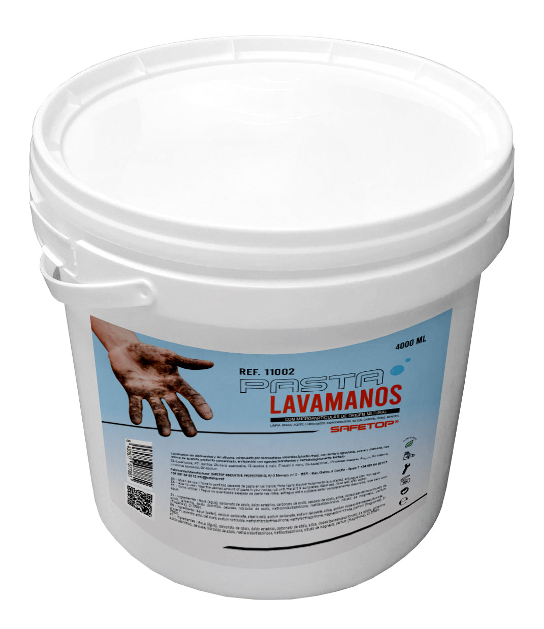 Sabonete líquido para as mãos PASTA Safetop sem plástico, branco, lata de 4 litros