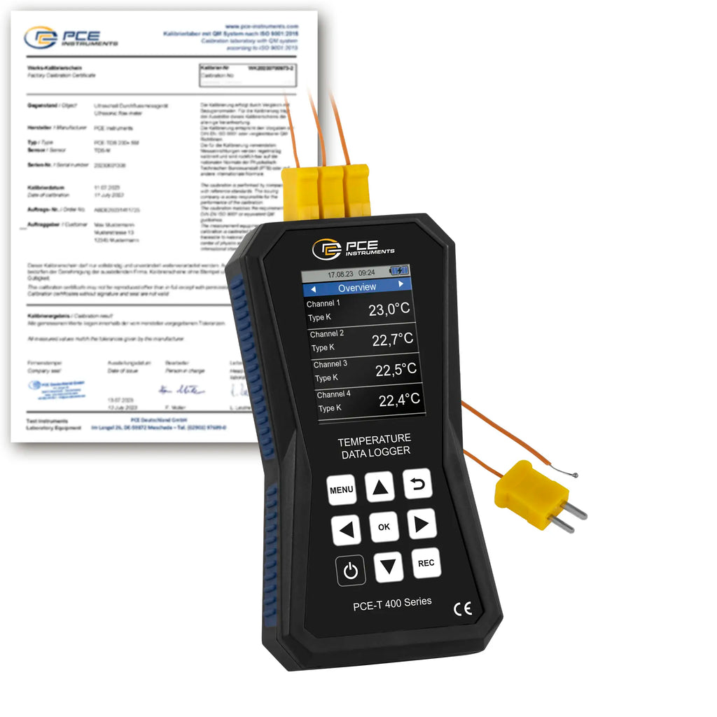 Termómetro PCE-T 420-ICA, incluindo certificado de calibração ISO