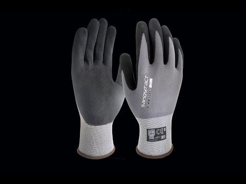 SANDYTACT, Luvas de nitrilo porosa tipo Sandy, cinza-preto (12 pares)