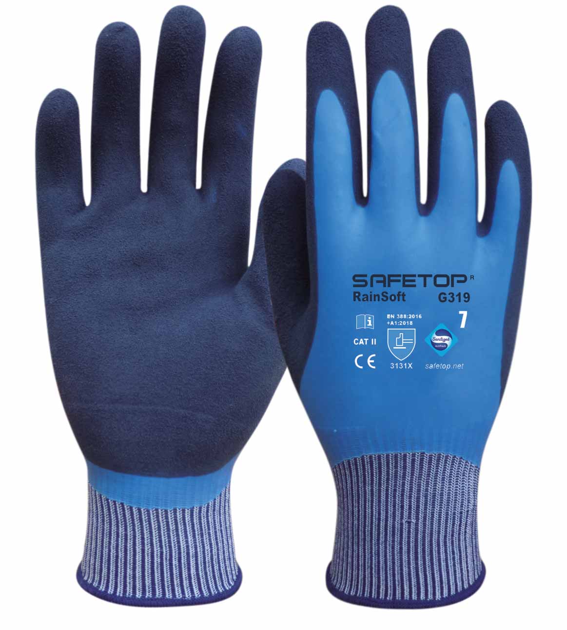 RAINSOFT, luva impermeável de látex 18g, palma porosa de duas camadas