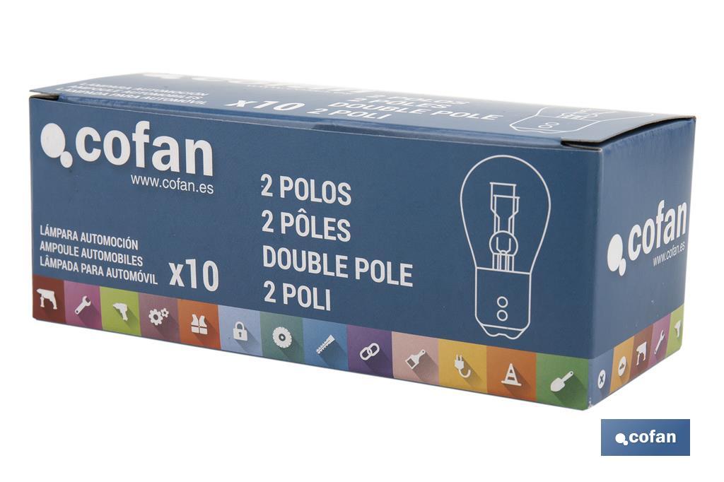 Lâmpada de 2 pólos de 12 V | Pino desencontrado | Base tipo BAW15d | Lâmpada P21/5W | Cor vermelho