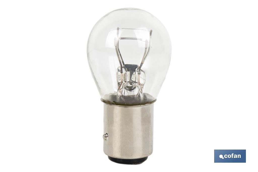 Lâmpada de 2 pólos | Pino desencontrado | 12 V | Base tipo BAZ15d | Lâmpada P21/5W | Cor branco