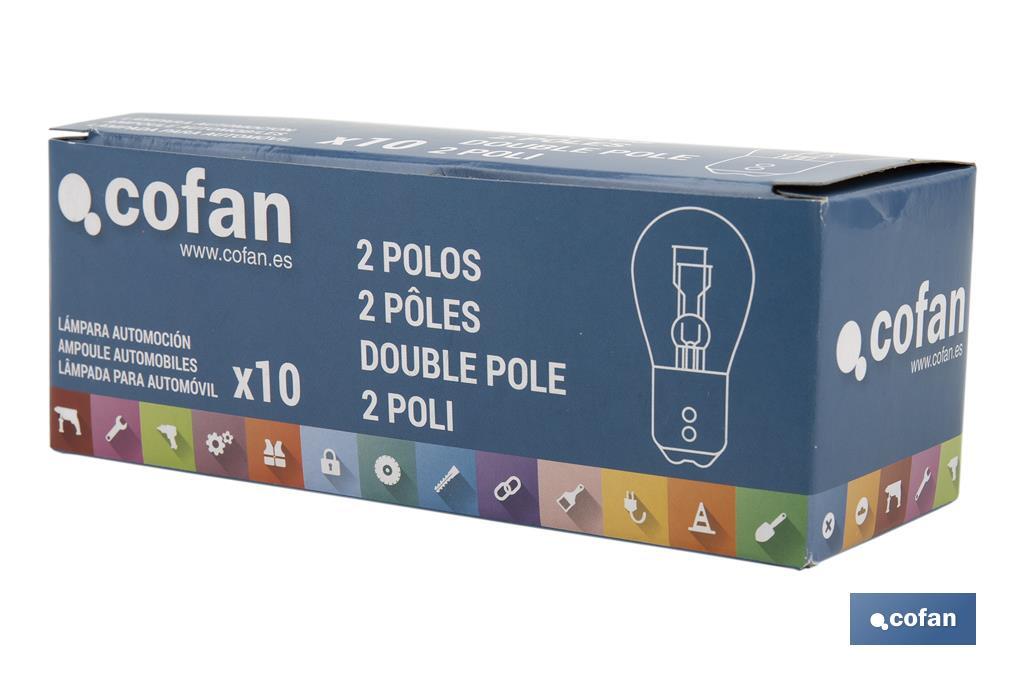 Lâmpada de 2 pólos | Pino desencontrado | 12 V | Base tipo BAZ15d | Lâmpada P21/5W | Cor branco