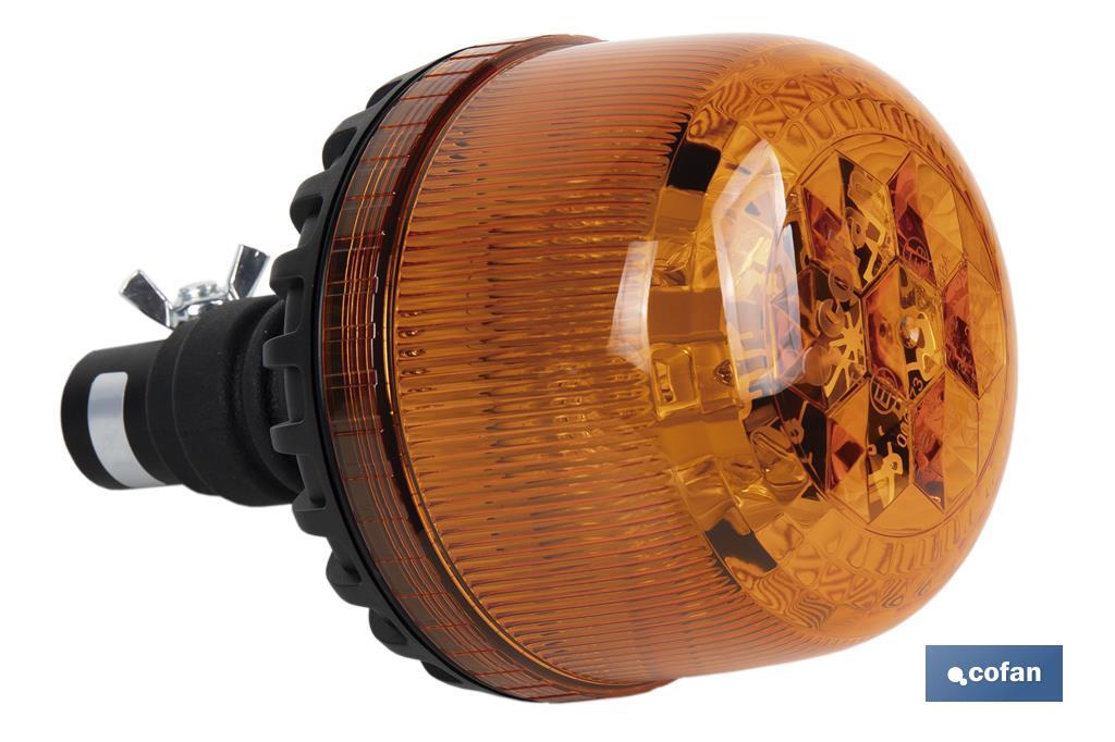 Pirilampo luz led intermitente laranja | Classe 1 | Homologação ECE R65 | Suporte flexível 12/24 V | Classificação de proteção IP: IP