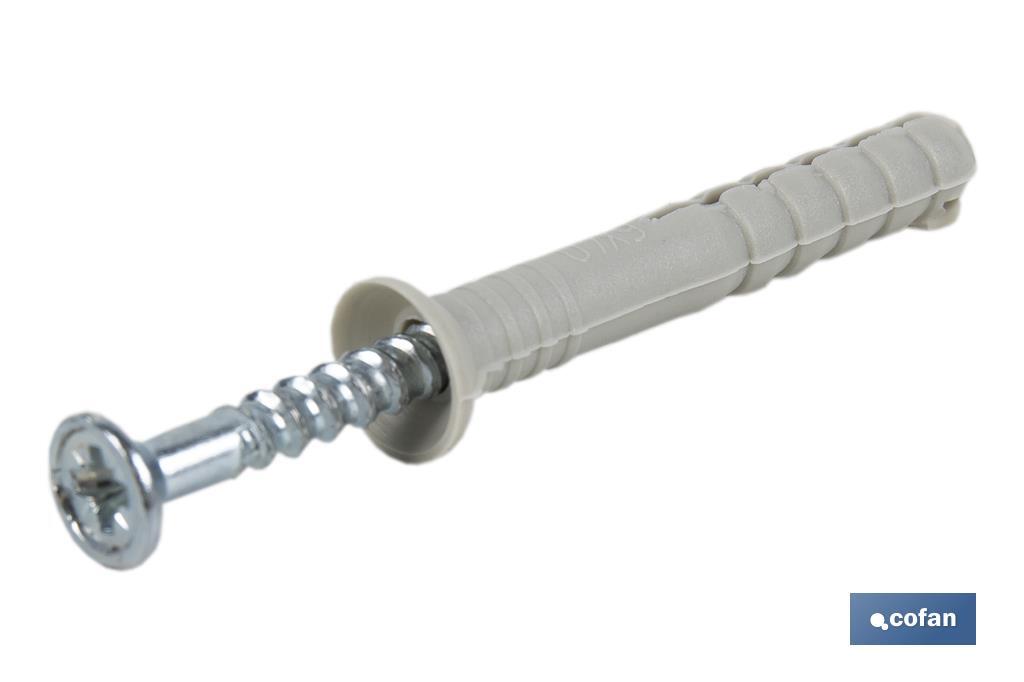 Pack de 500 buchas com cabeça rebaixada | Medidas: Ø6 mm X 40 mm