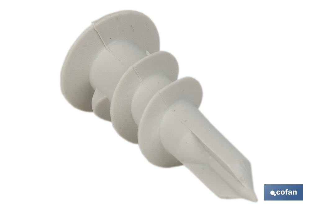 Bucha de Nylon para fixação em placas de gesso | Medidas: 15 x 33 mm