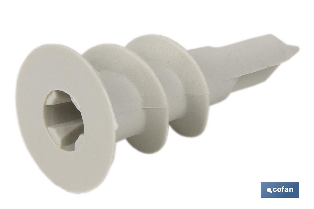 Bucha de Nylon para fixação em placas de gesso | Medidas: 15 x 33 mm