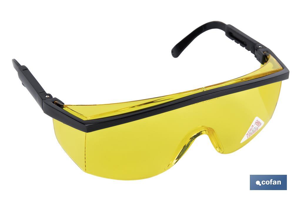Blister Óculos de segurança I Lente Cor amarelo I Protecção UV I EN 166