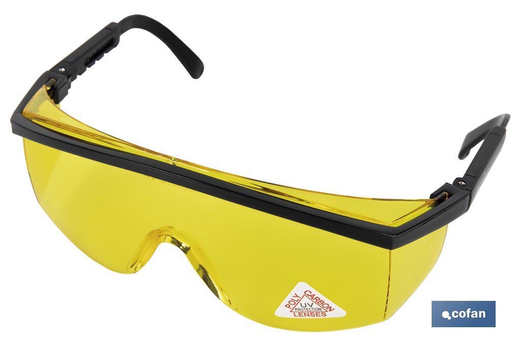 Blister Óculos de segurança I Lente Cor amarelo I Protecção UV I EN 166