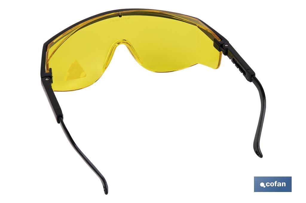 Blister Óculos de segurança I Lente Cor amarelo I Protecção UV I EN 166