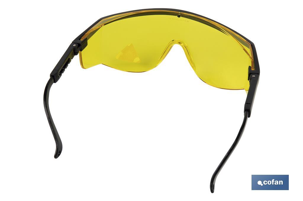 Blister Óculos de segurança I Lente Cor amarelo I Protecção UV I EN 166