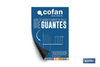 Póster magnetizado com medidor de tamanho de luvas